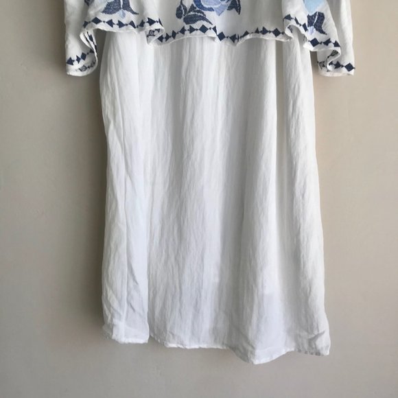 MIAMI / White & Blue Floral Open Shoulder Dress - Picture 5 of 8